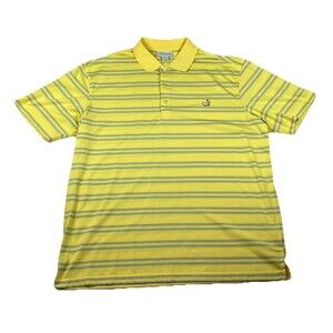 Masters Performance Short Mens XL Golf Polo Short Sleeve Yellow Striped Preppy